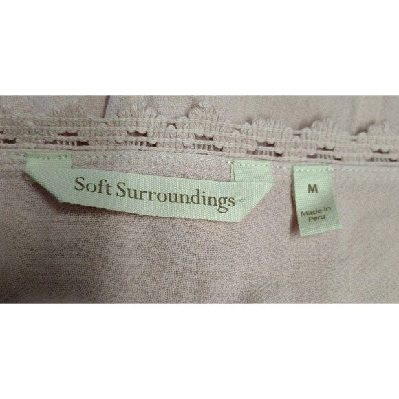 Soft Surroundings Dress Size M Pink Hi-Low Buttons Embroidery Midi Cotton - Picture 3 of 14